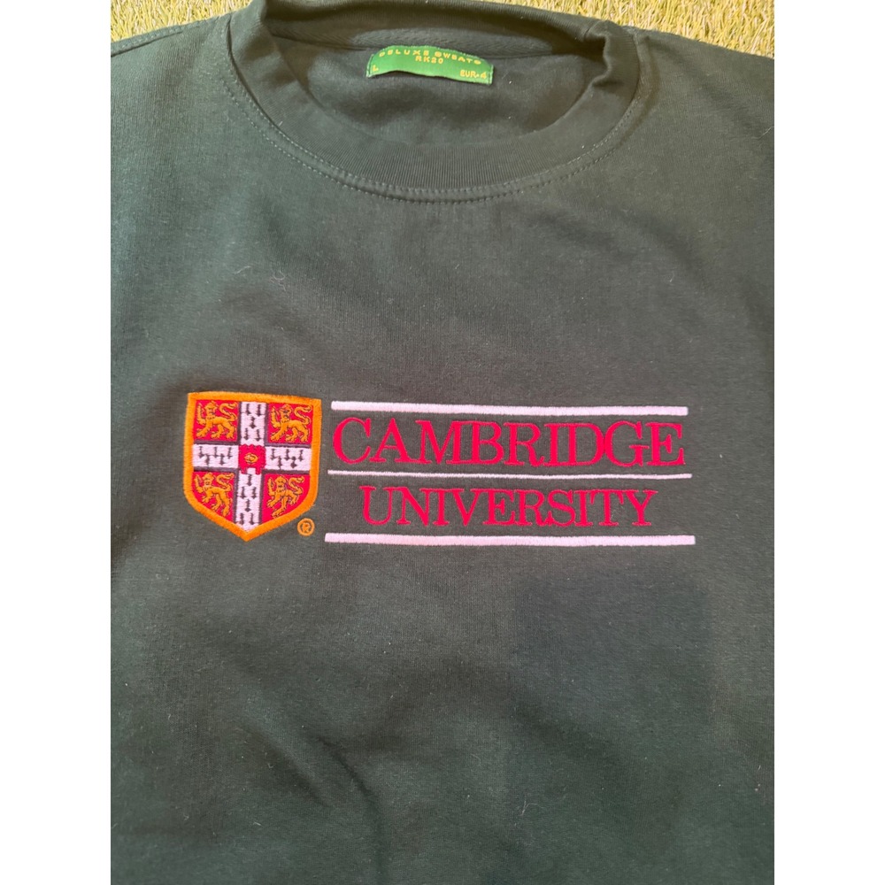 Cambridge University Crewneck Sweatshirt Dark Green Deluxe Sweats RK20 Large - Picture 2 of 4
